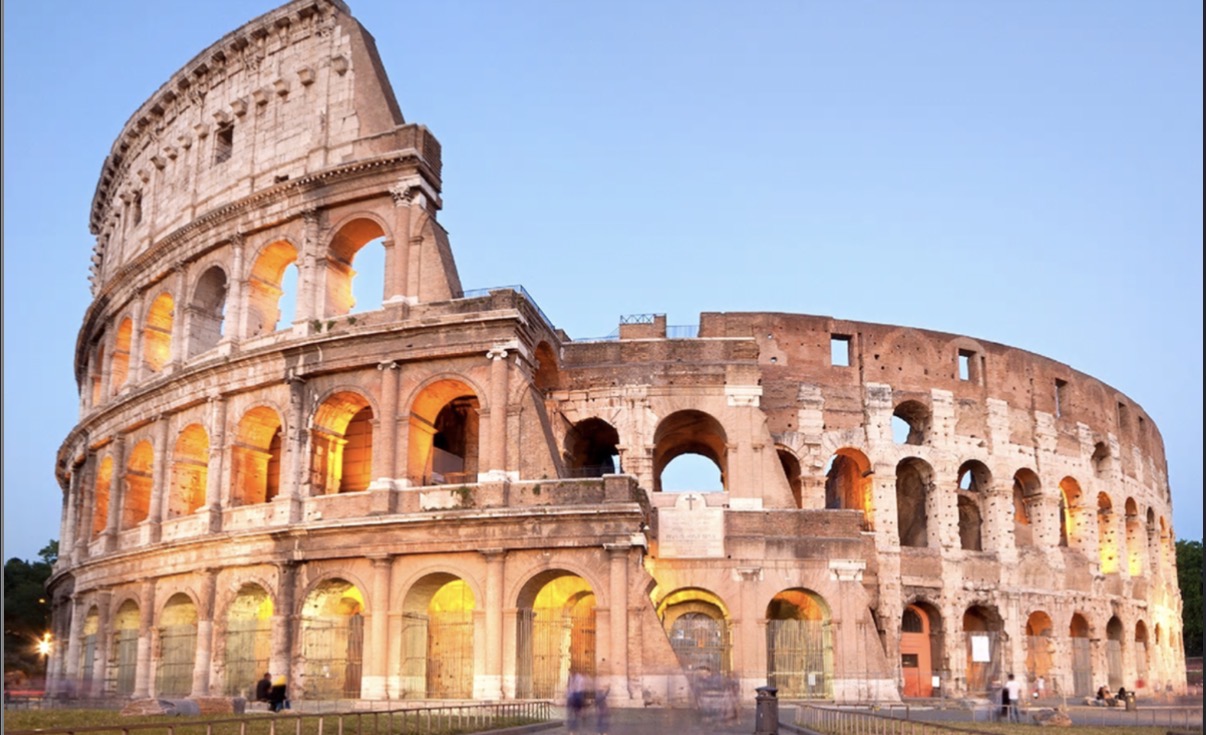 The Colosseum in Rome at dusk